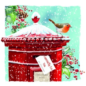 Post Box Robin Christmas Card
